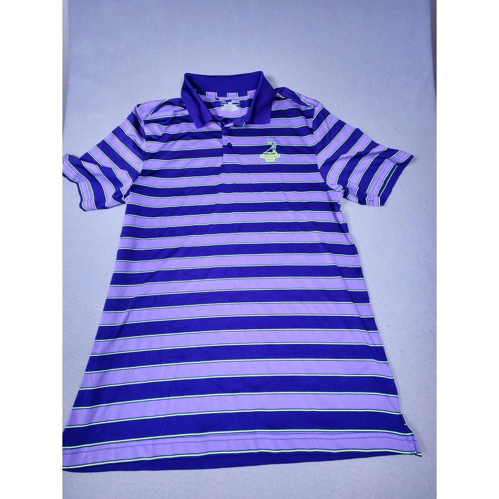 Under Armour Pinehurst 1895 Polo Shirt Mens Medium Purple Striped HeatGear Loose